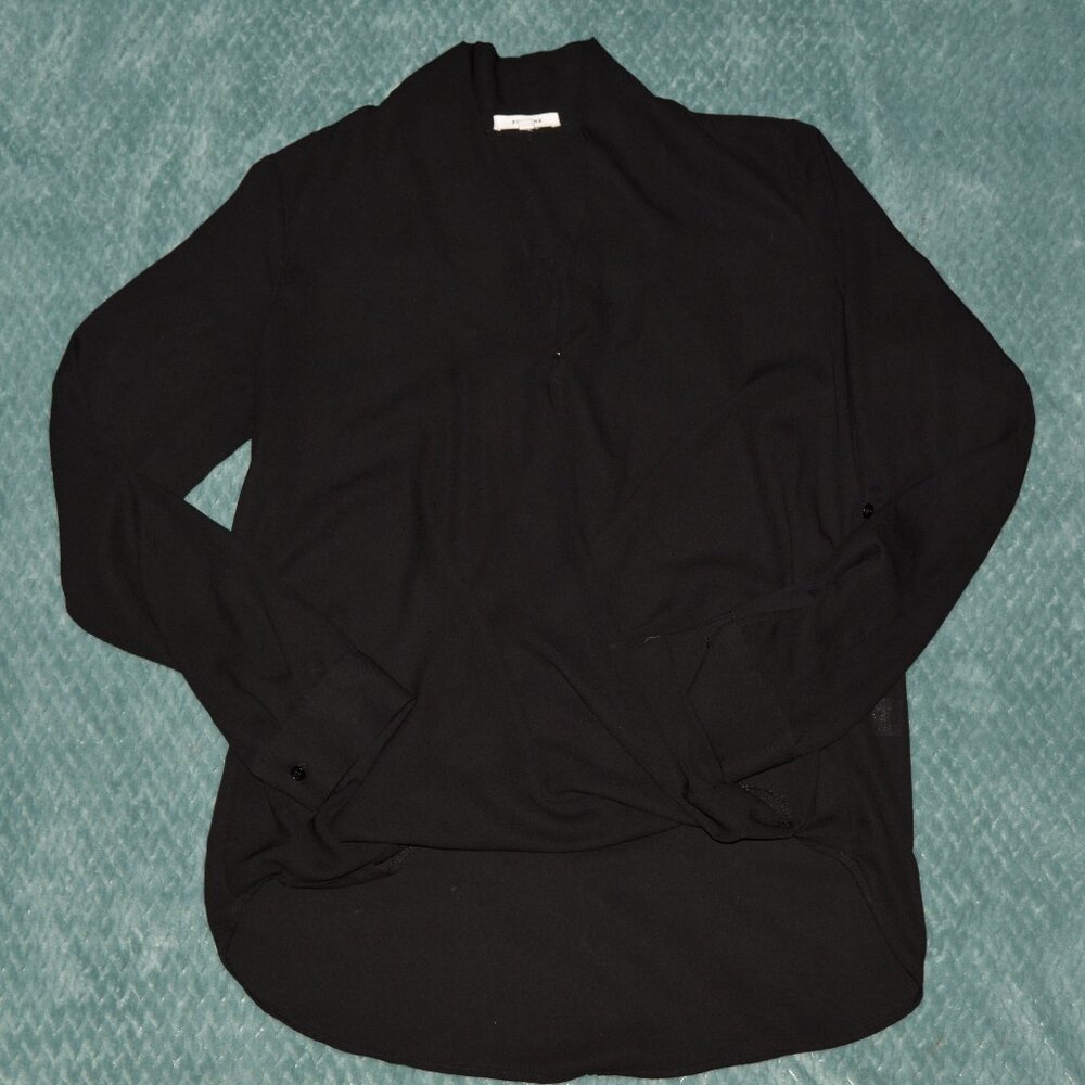 Pleione | Black Long Sleeve Business Casual Blouse